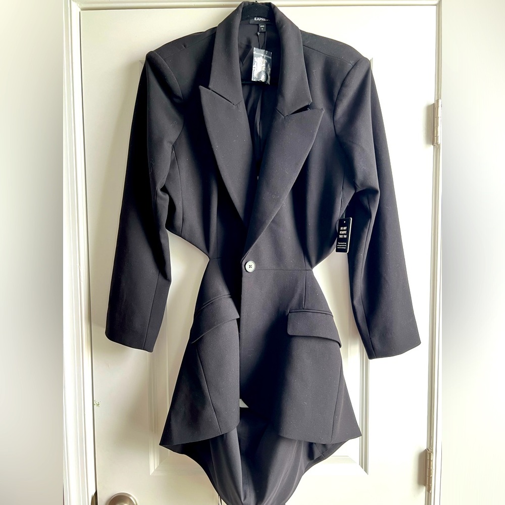 Express One Button Waist Cutout Blazer